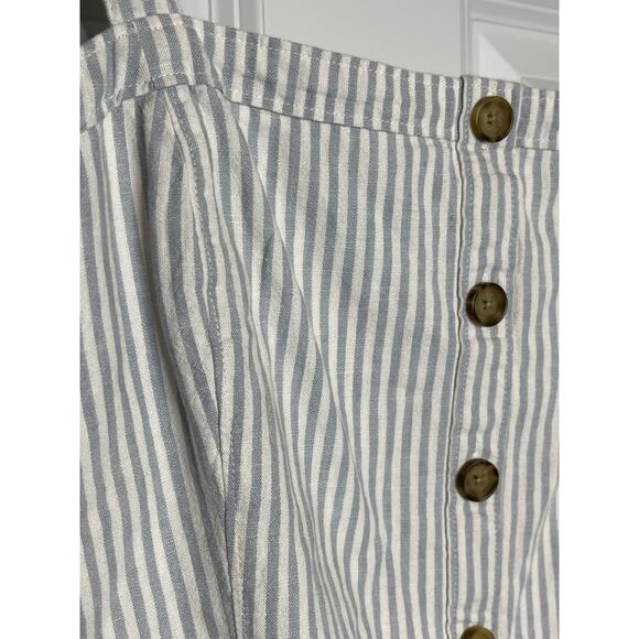 Abercrombie and Fitch NEW Blue Stripe Crop Shirt XL Smocked Adjustable Straps - Picture 2 of 8